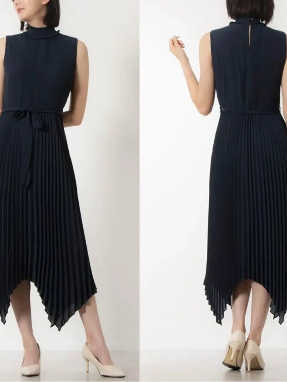 Nanette Lepore Pleated Mock Neck Handkerchief Midi Dress 8